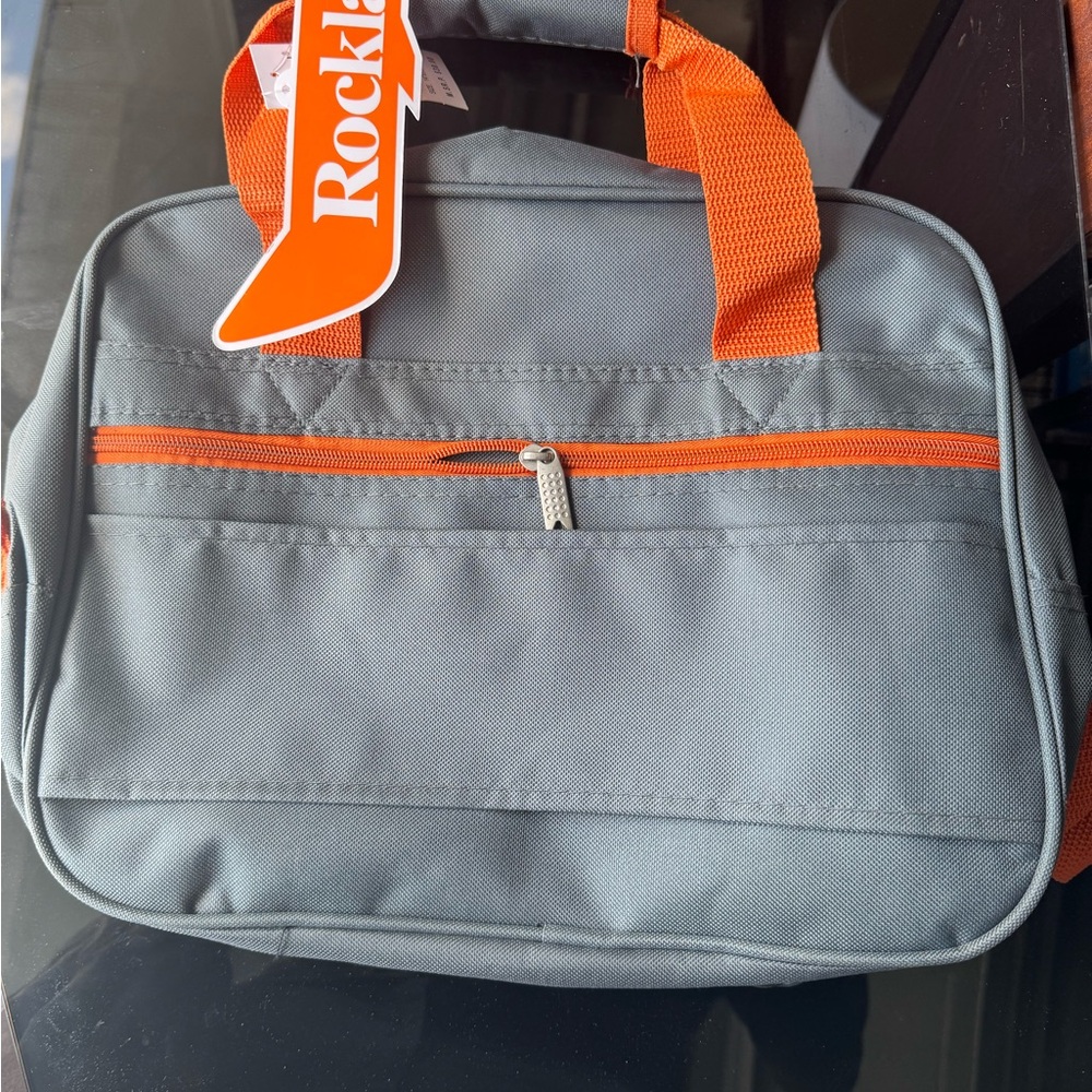 Rockland Luggage Carry On Bag Grey With Orange Accents NWT Gift